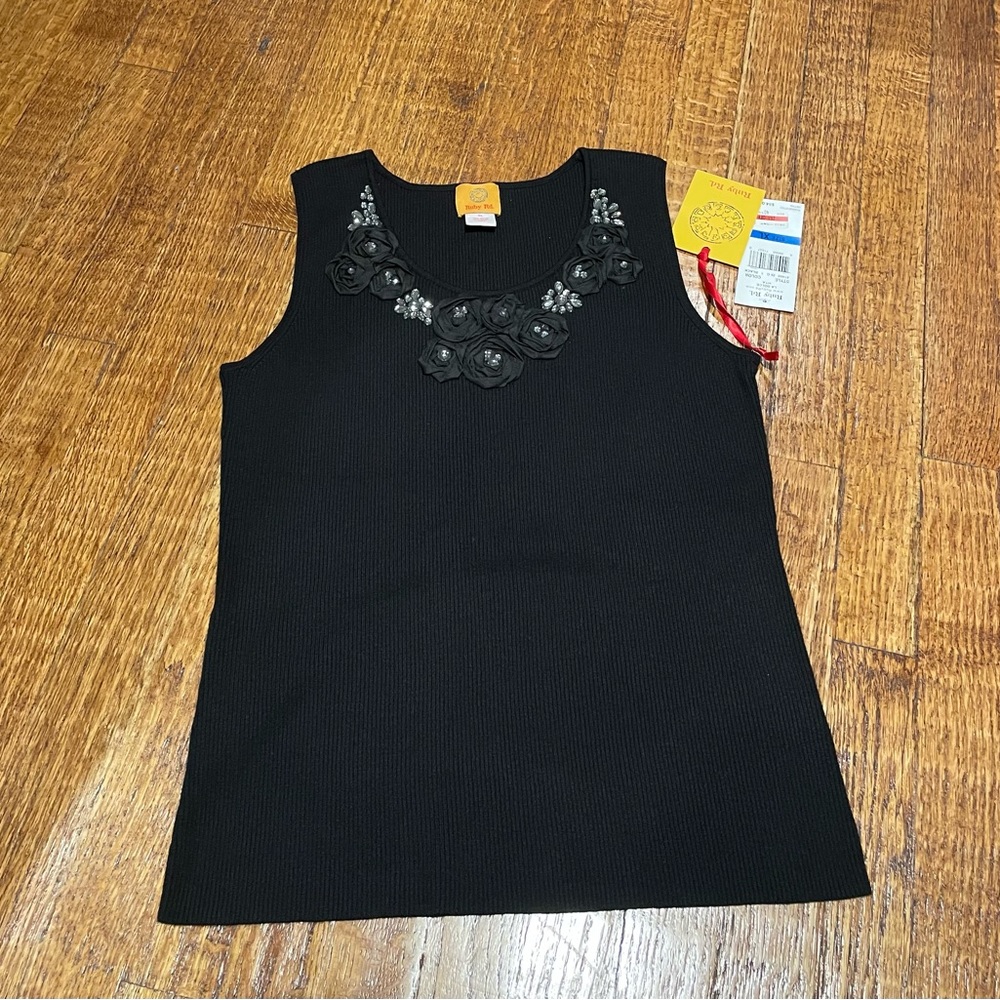 NWT Black embellished neckline ribbed tank